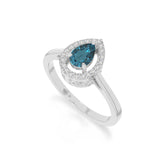 natural london blue topaz solitaire halo engagement rings in sterling silver
